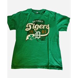 Vintage Detroit Tigers 1901 Shamrock St Patrick MLB Baseball T-Shirt Green Large